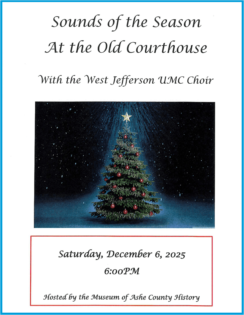 Christmas concert poster with decorated tree.